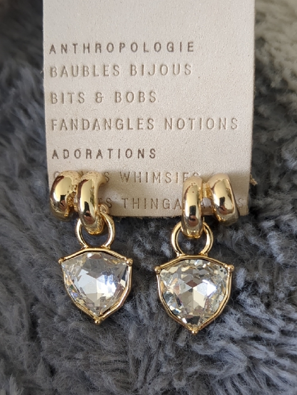 Anthropologie Gold Crystal Drop Earrings